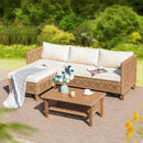 4-Seater Budget-Friendly Bohemian Wicker and Wood Garden Sofa Set