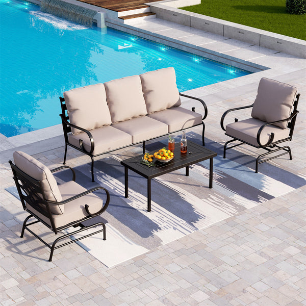 その他 Sofa With Table For sale 5-Seater Patio Metal Vines Sofa Set with Coffee Table