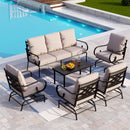 7-Seater Patio Metal Rocking Vines Sofa Set with Coffee Table