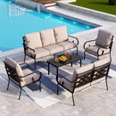 7-Seater Patio Metal Vines Sofa Set with Loveseat