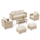Classic Wicker Garden Sofa Set with Ottomans