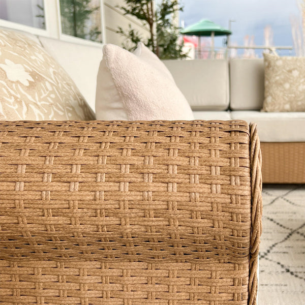 Outdoor Wicker Sectional with Rattan Coffee Table