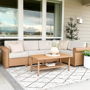 Outdoor Wicker Sectional with Rattan Coffee Table