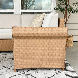 Outdoor Wicker Sectional with Rattan Coffee Table