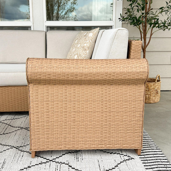 Outdoor Wicker Sectional with Rattan Coffee Table