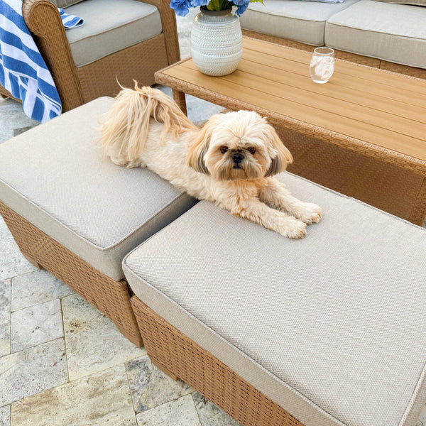 Classic Wicker Garden Sofa Set with Ottomans