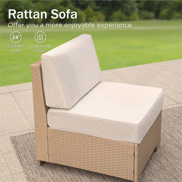 Outdoor Wicker Sectional with Rattan Coffee Table