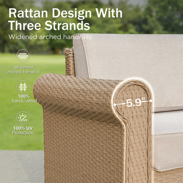 Outdoor Wicker Sectional with Rattan Coffee Table