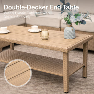 Outdoor Wicker Sectional with Rattan Coffee Table