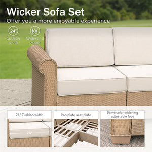 Outdoor Wicker Sectional with Rattan Coffee Table