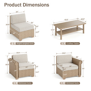 Outdoor Wicker Sectional with Rattan Coffee Table