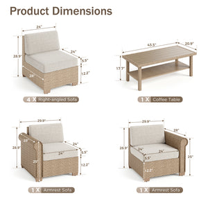 Outdoor Wicker Sectional with Rattan Coffee Table