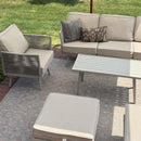 Chic Rope Rattan Patio Sofa Set with Coffee Table