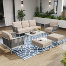 Chic Rope Rattan Patio Sofa Set with Coffee Table