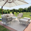 Chic Rope Rattan Patio Sofa Set with Coffee Table