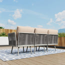 Chic Rope Rattan Patio Sofa Set with Coffee Table