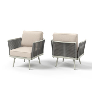 Chic Rope Rattan Patio Sofa Set with Coffee Table