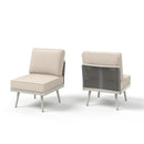 Chic Rope Rattan Patio Sofa Set with Coffee Table