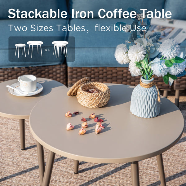 Curved Sectional Sofa Set in Vintage Rattan and Cushions