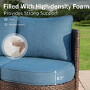 Curved Sectional Sofa Set in Vintage Rattan and Cushions