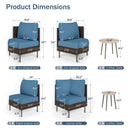 Curved Sectional Sofa Set in Vintage Rattan and Cushions