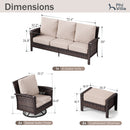 7-Seater Garden Vintage All-Weather Swivel Rattan Sofa Sets