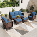 7-Seater Garden Vintage All-Weather Swivel Rattan Sofa Sets