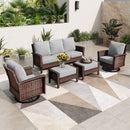 7-Seater Garden Vintage All-Weather Swivel Rattan Sofa Sets