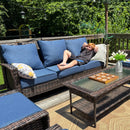 5-Seater Garden Vintage Swivel Rattan Sofa Sets with Wicker Table
