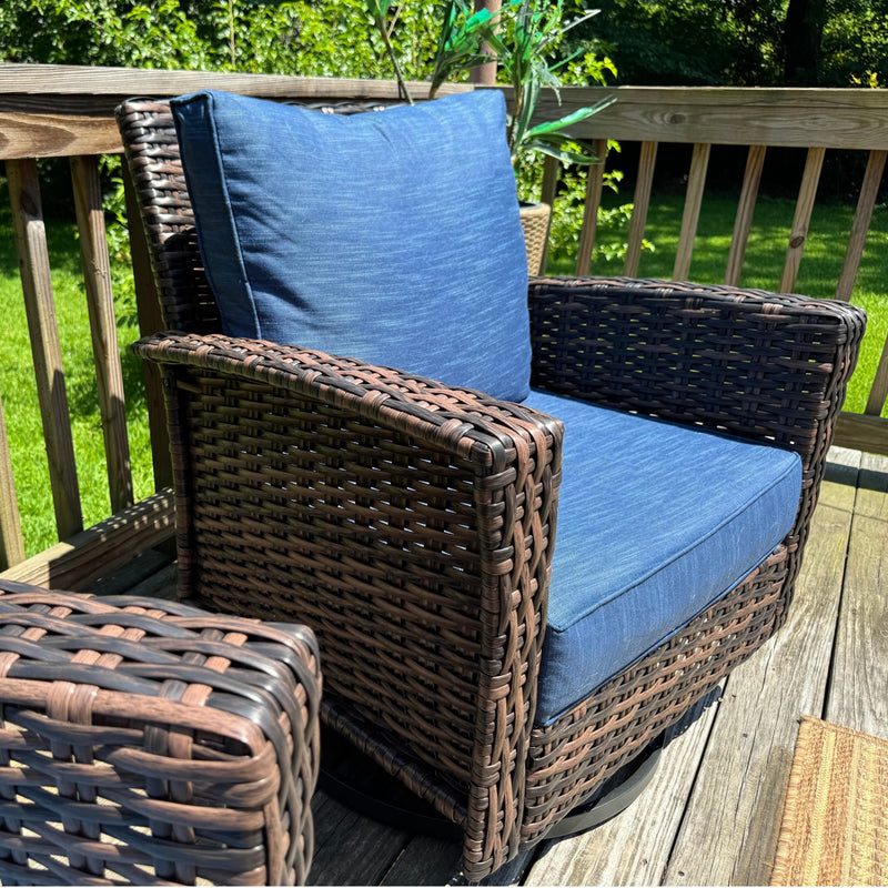 Phi Villa Patio Rattan Furniture Wicker 7-Seater Outdoor Swivel Sofa Sets