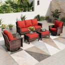 7-Seater Garden Vintage All-Weather Swivel Rattan Sofa Sets
