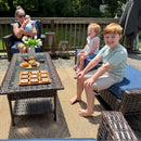 7-Seater Garden Vintage Swivel Rattan Sofa Sets with Ottomans and Table