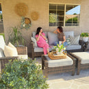 7-Seater Garden Vintage All-Weather Swivel Rattan Sofa Sets