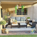 7-Seater Garden Vintage All-Weather Swivel Rattan Sofa Sets