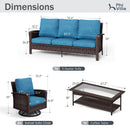 5-Seater Garden Vintage Swivel Rattan Sofa Sets with Wicker Table