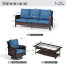 7-Seater Garden Vintage Swivel Rattan Sofa Sets with Wicker Table