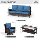 5-Seater Garden Vintage Swivel Rattan Sofa Sets with Wicker Table