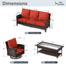 7-Seater Garden Vintage Swivel Rattan Sofa Sets with Wicker Table