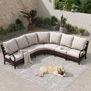 Curved Outdoor Sectional Sofa in Elegant Vines Design