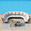 Curved Outdoor Sectional Sofa in Elegant Vines Design