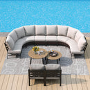 Curved Outdoor Sectional Sofa in Elegant Vines Design