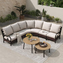 Curved Outdoor Sectional Sofa in Elegant Vines Design