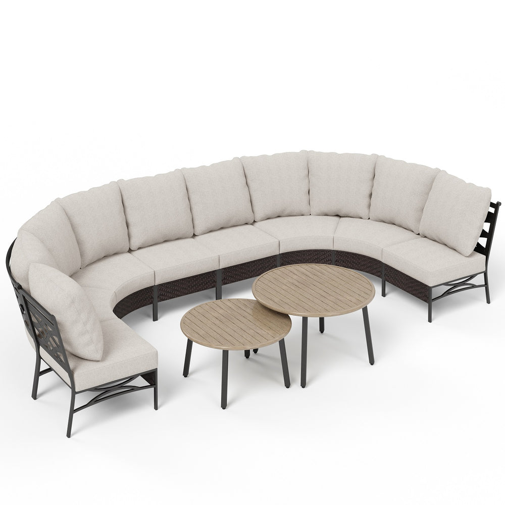 Curved Outdoor Sectional Sofa in Elegant Vines Design