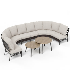 Curved Outdoor Sectional Sofa in Elegant Vines Design