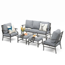 7-Seater Patio Metal Diamond Sofa with Ottomans