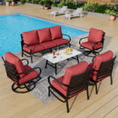 7-Seater Patio Metal Wave Sofa Sets With Coffee Table