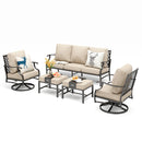 7-Seater Patio Metal Diamond Sofa with Ottomans
