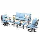 7-Seater Patio Metal Diamond Sofa with Ottomans