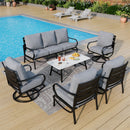 7-Seater Patio Metal Wave Sofa Sets With Coffee Table
