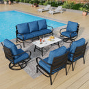 7-Seater Patio Metal Wave Sofa Sets With Coffee Table